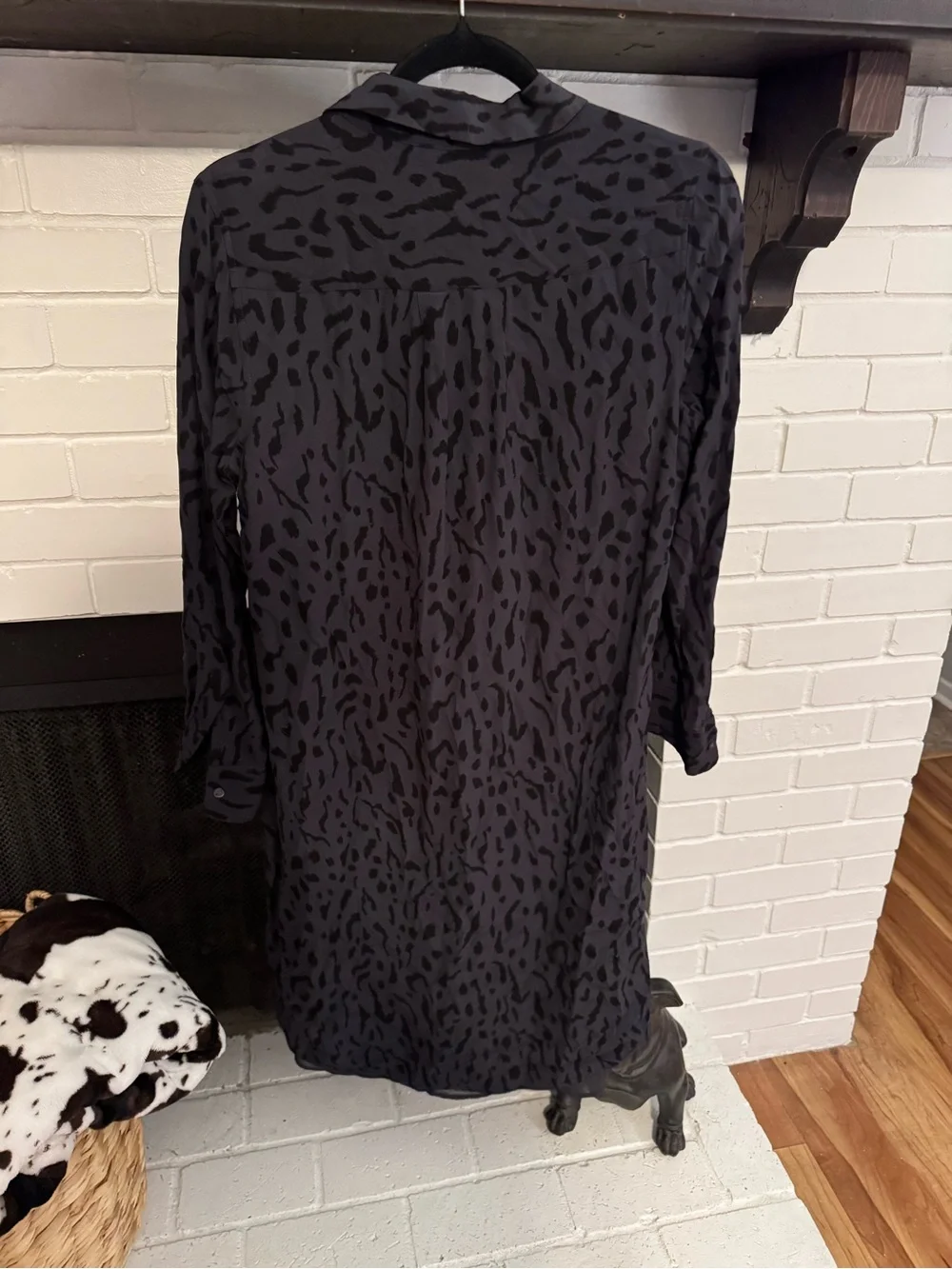 Black Animal Print Shirt Midi Dress - Picture 7 of 7